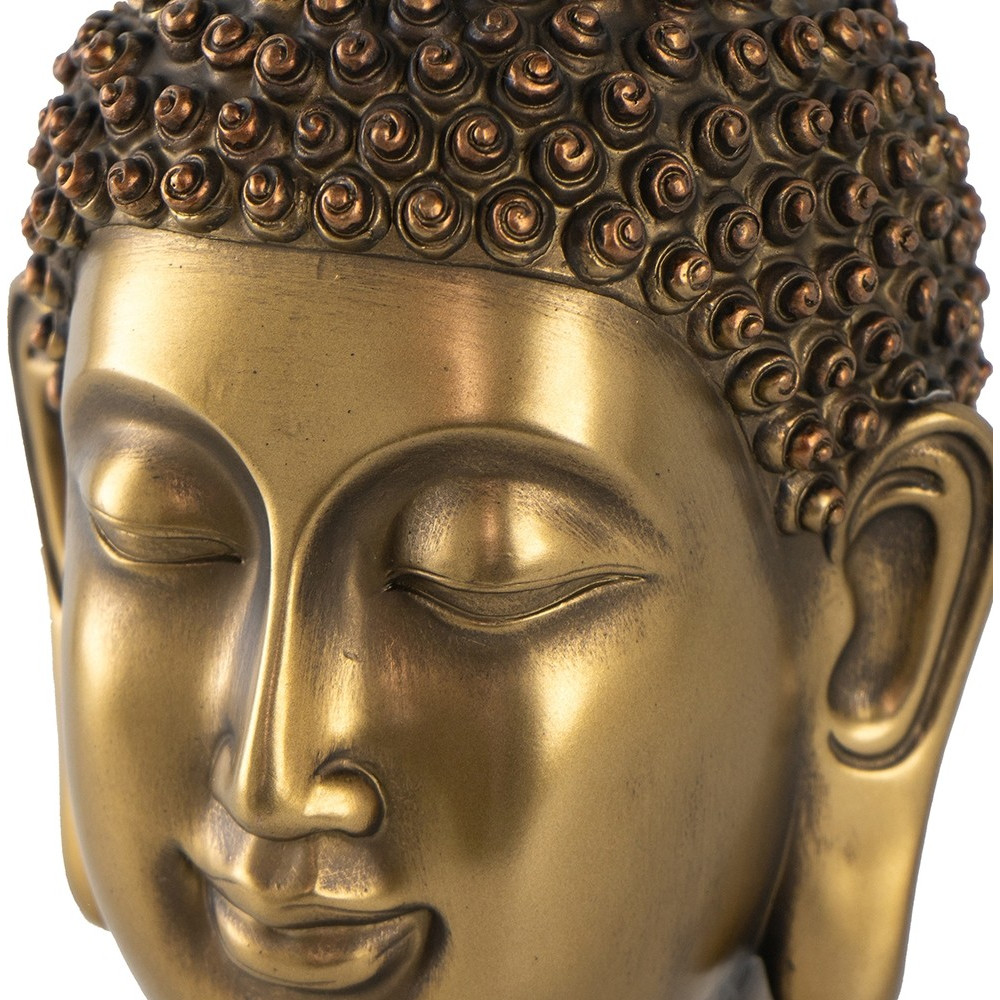 Фигурка Glasar голова будды 17х16х26см, цвет золотистый - фото 2