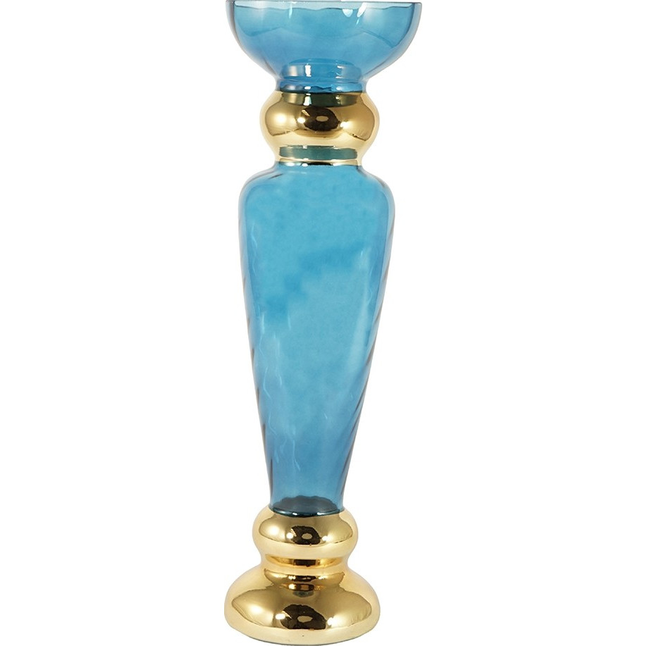 Ваза Glasar 15х15х49см голубая ваза glasar фарфоровая мятного а и бронзовыми змеями 39 см