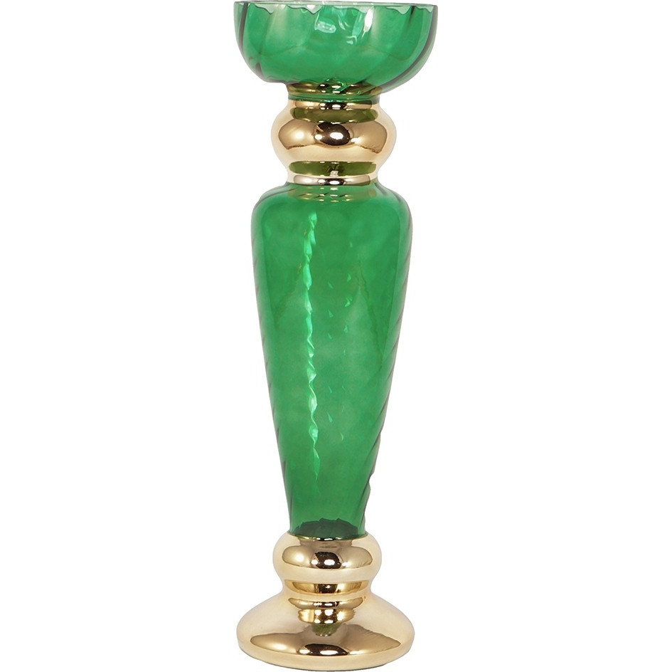 Ваза Glasar 15х15х49см зеленая ваза glasar с цаплей 20х16х36 см зеленая