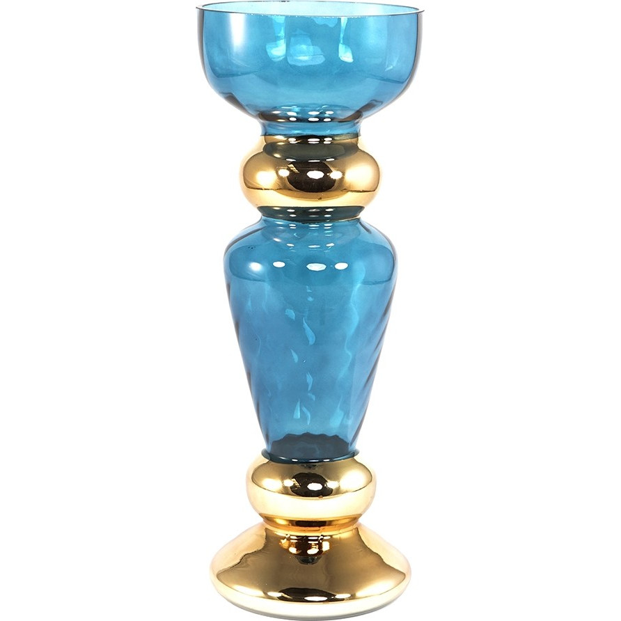 Ваза Glasar 15х15х40см голубая ваза glasar фарфоровая мятного а и бронзовыми змеями 39 см