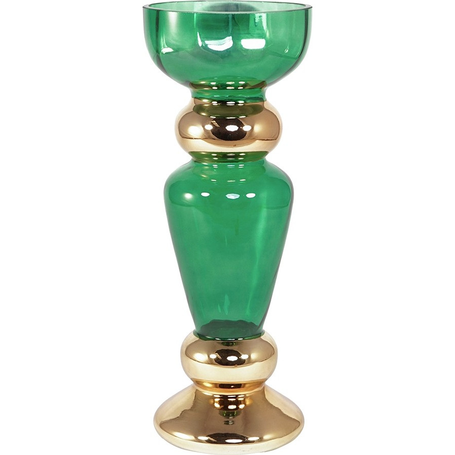Ваза Glasar 15х15х40см зелен ваза glasar фарфоровая с петухами 32х32х62 см