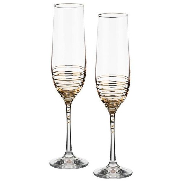 Набор бокалов Crystalex A.S. виола золото для шампанского 190 мл 2 шт - фото 1
