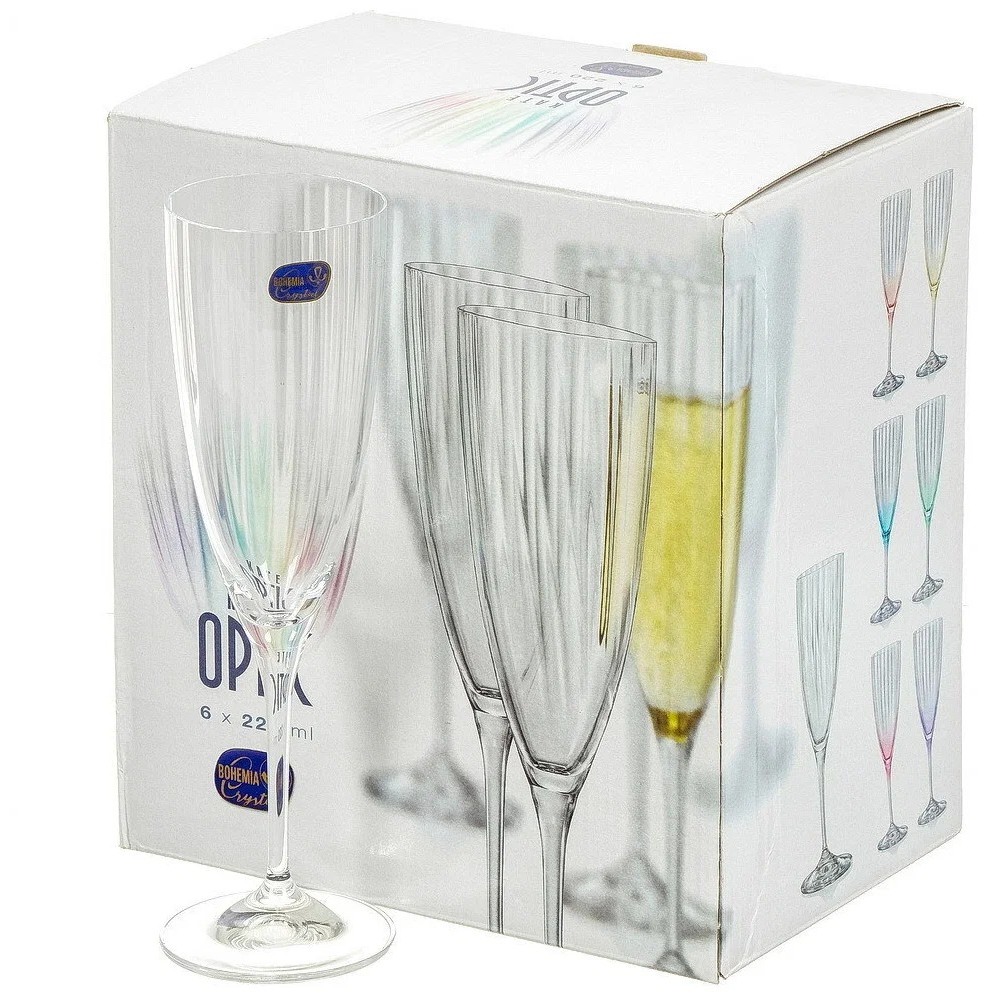 Набор бокалов Crystalex A.S. кейт оптик для шампанского 220 мл 6 шт, цвет прозрачный - фото 2