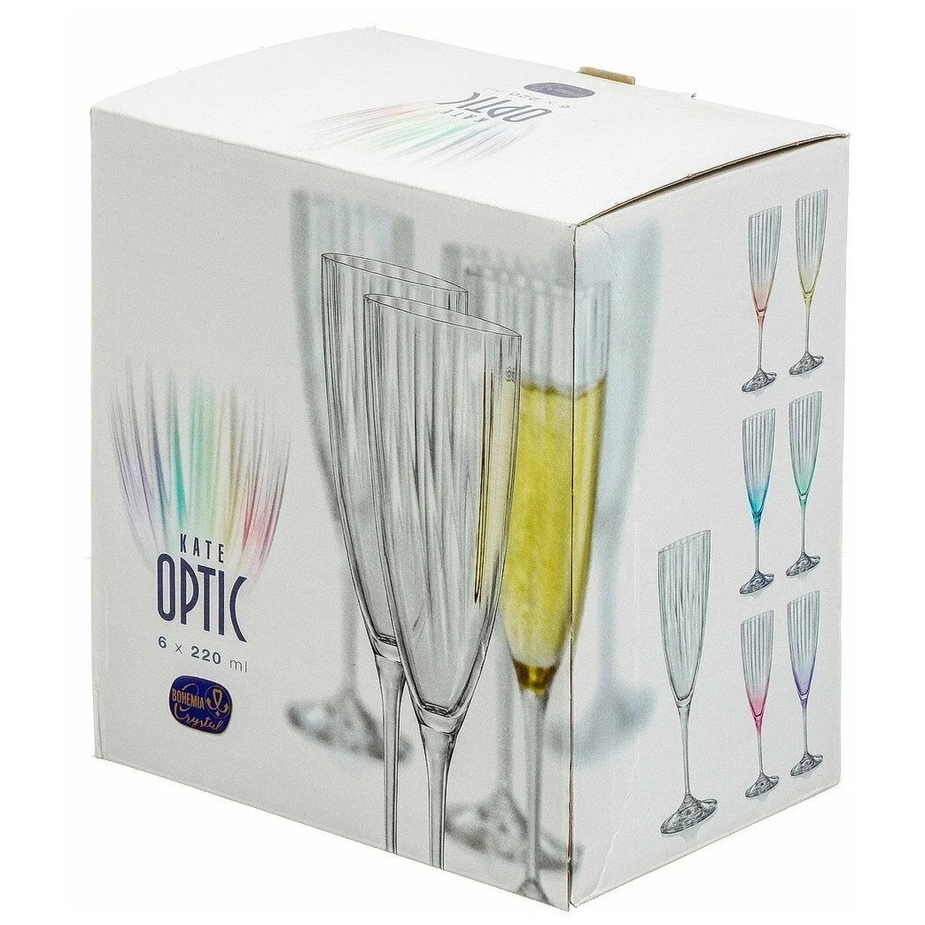 Набор бокалов Crystalex A.S. кейт оптик для шампанского 220 мл 6 шт, цвет прозрачный - фото 3