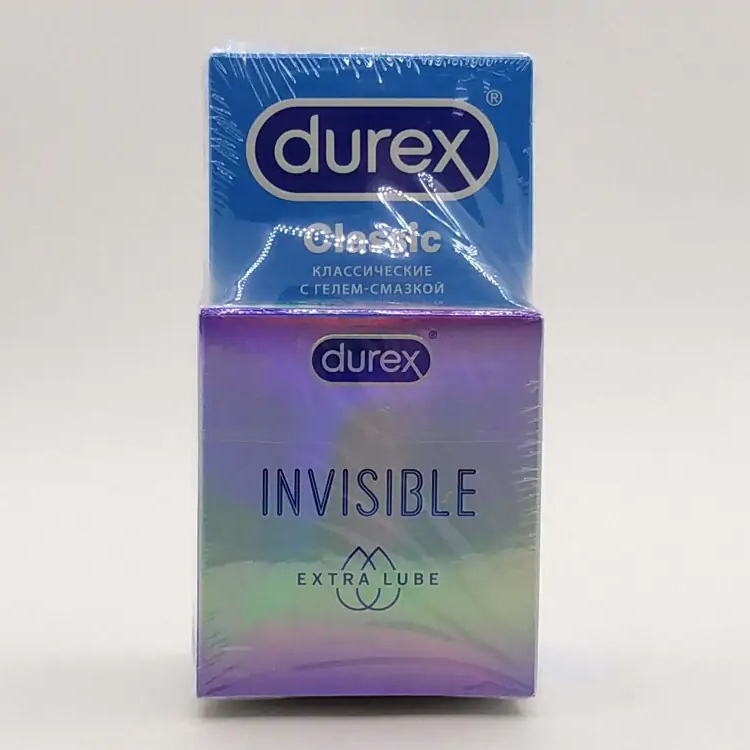 Набор презервативов Durex Classic гладкие №12, Durex Invisible Extra Lube №3