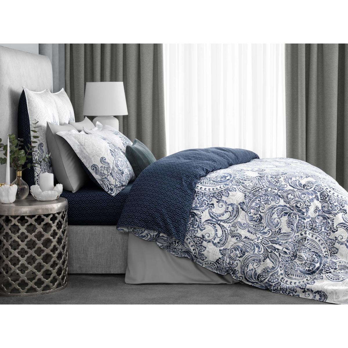 Комплект постельного белья Togas Флевланд бело-синий Полуторный, цвет белый, размер Полуторный - фото 5