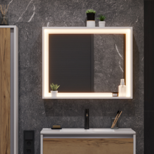 Зеркало для ванной комнаты Зов Женева белый-60 прикроватная тумбочка женева коричневый экокожа