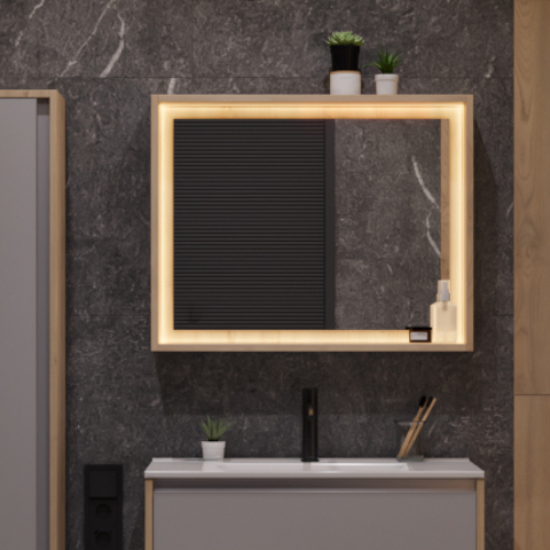 Зеркало для ванной комнаты Зов Женева каштан песочный-60 прикроватная тумбочка женева серый велюр