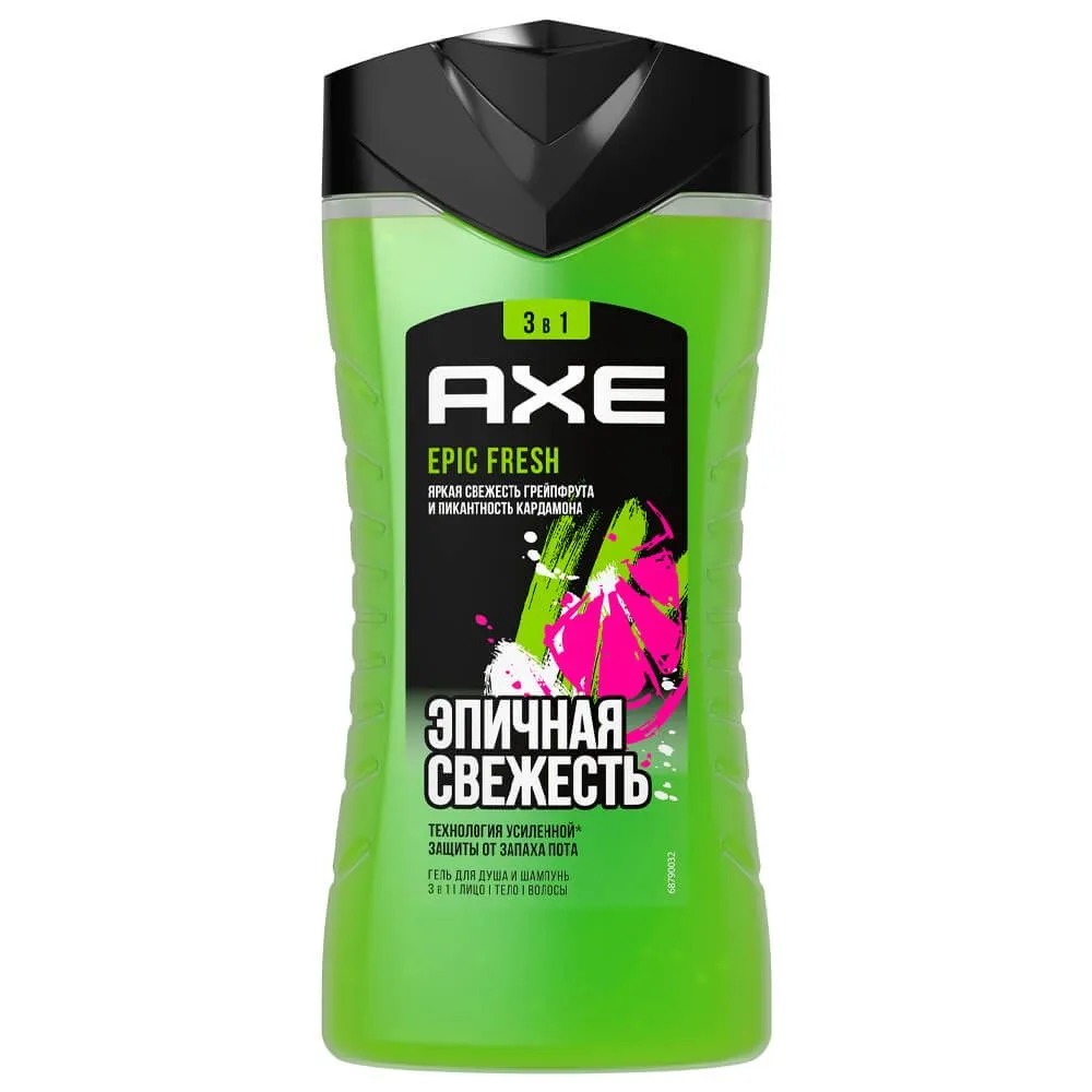 Гель для душа и шампунь Axe Epic fresh 3в1 100 мл bio groom groom n fresh shampoo шампунь для собак дезодорирующий концентрат 1 4 59 мл