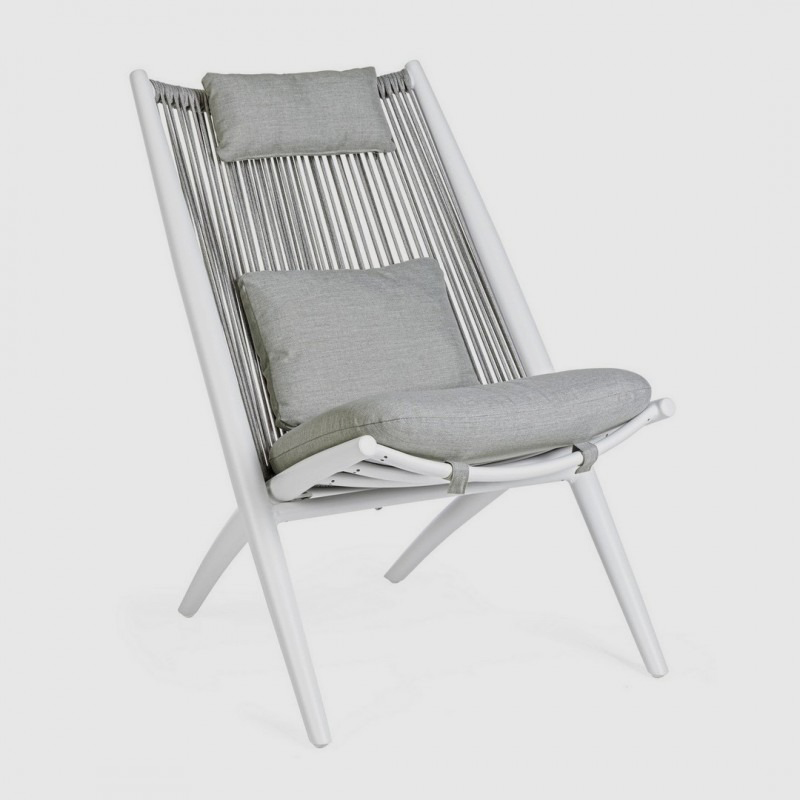 комплект bizzotto belmar white с подушками 4 предмета Кресло Bizzotto Aloha белое с подушками 66х84х98 см