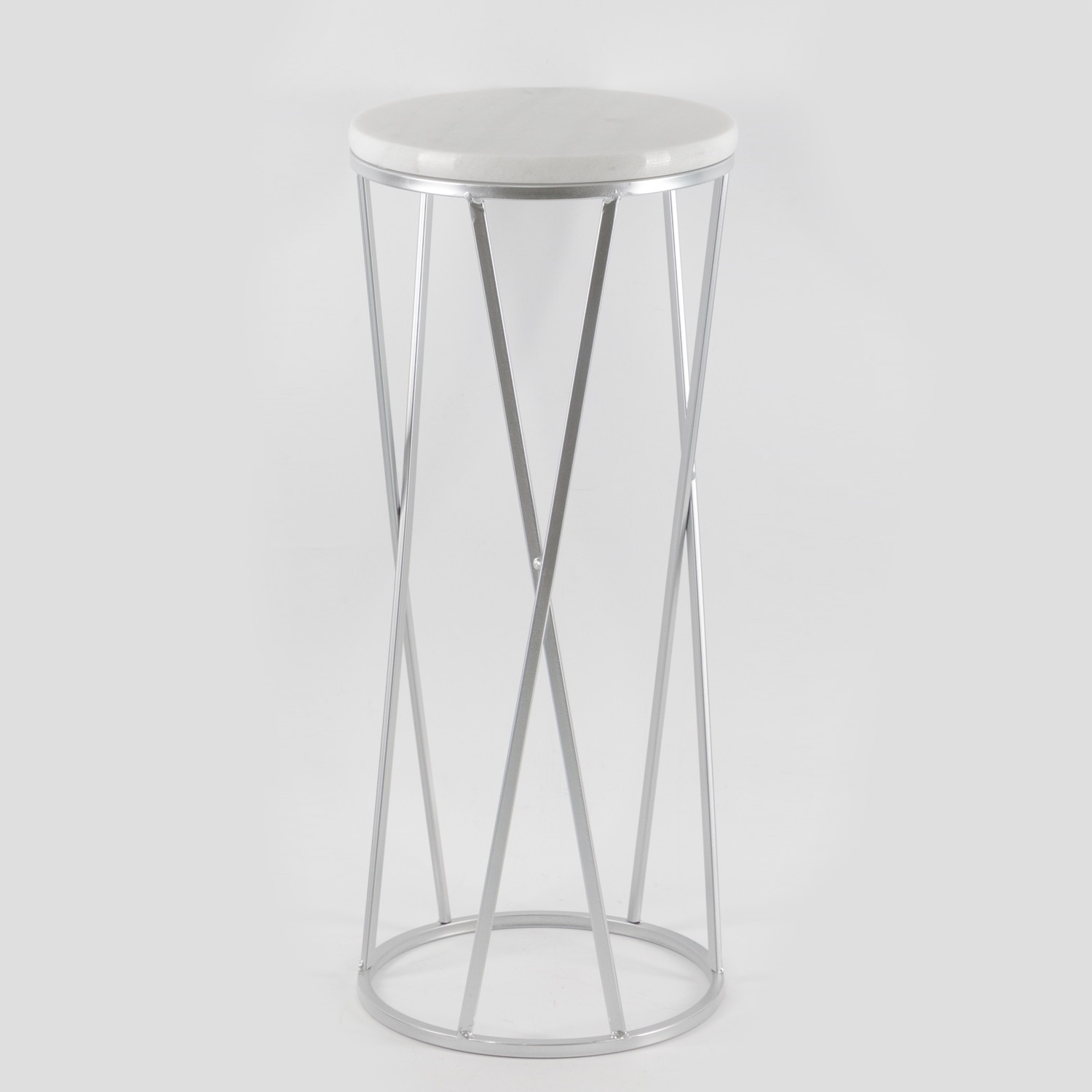 Столик Glasar с белым мрамором 26х26х62 см, цвет серебристый - фото 2
