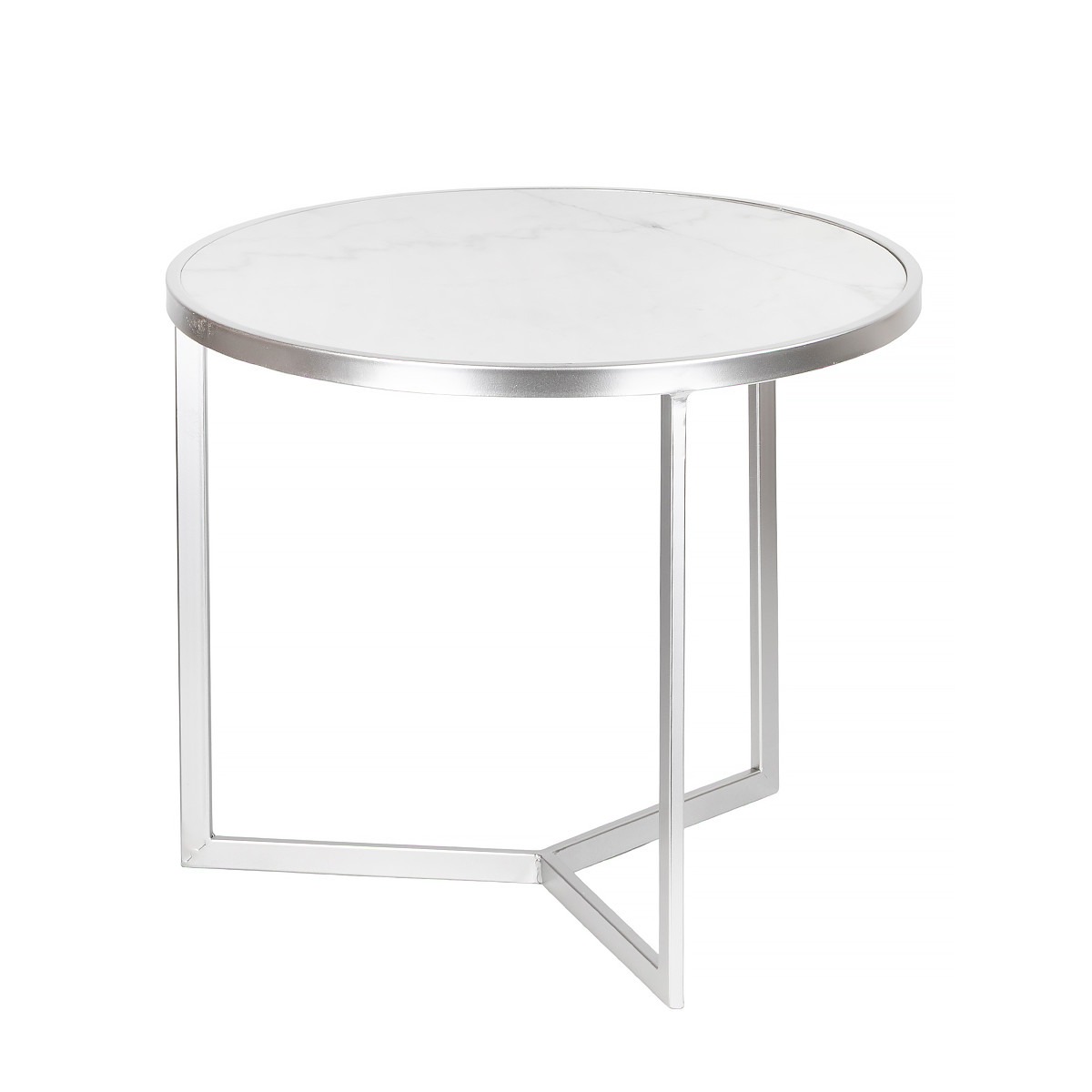 Столик Glasar с белым мрамором 50х50х41 см серебро столик glasar с белым мрамором 33х33х58 см