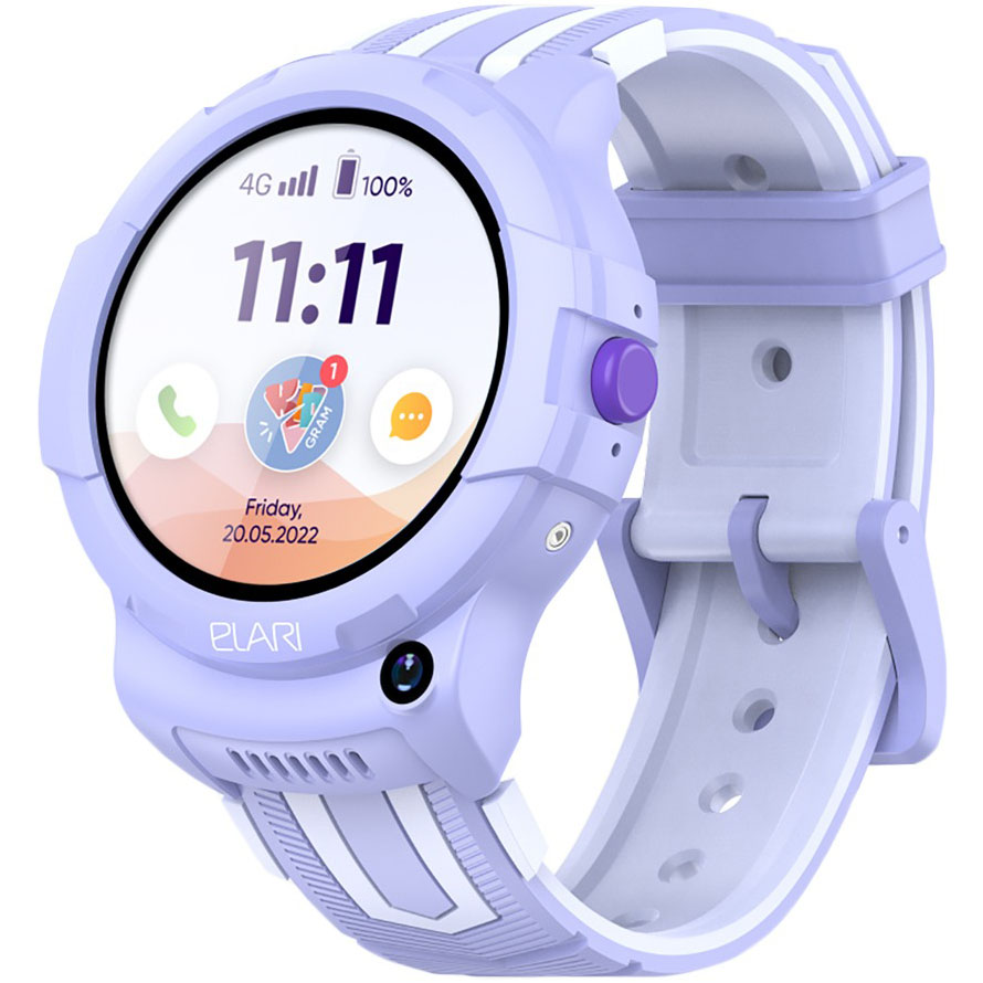 детские часы elari kidphone 3g с голосовым помощником red Смарт-часы Elari KidPhone 4G Wink фиолетовый