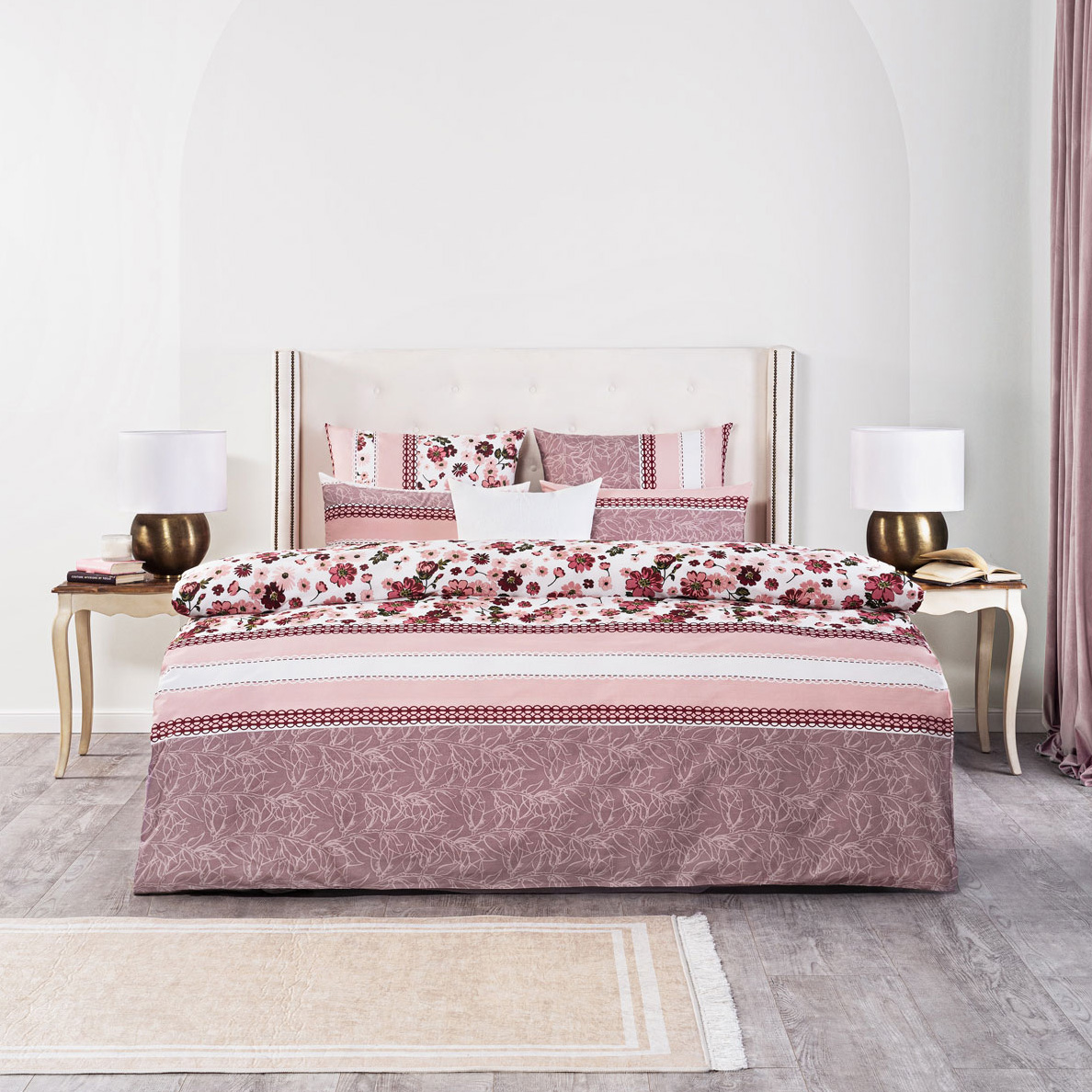 Комплект постельного белья Cassia Рейне двуспальный евро, цвет розовый, размер Евро - фото 1