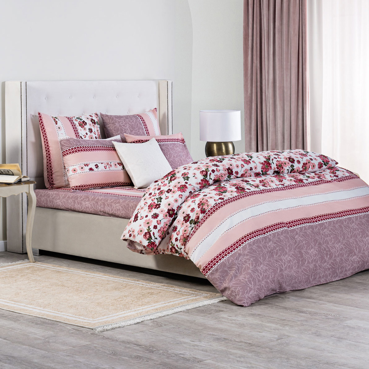 Комплект постельного белья Cassia Рейне двуспальный евро, цвет розовый, размер Евро - фото 2