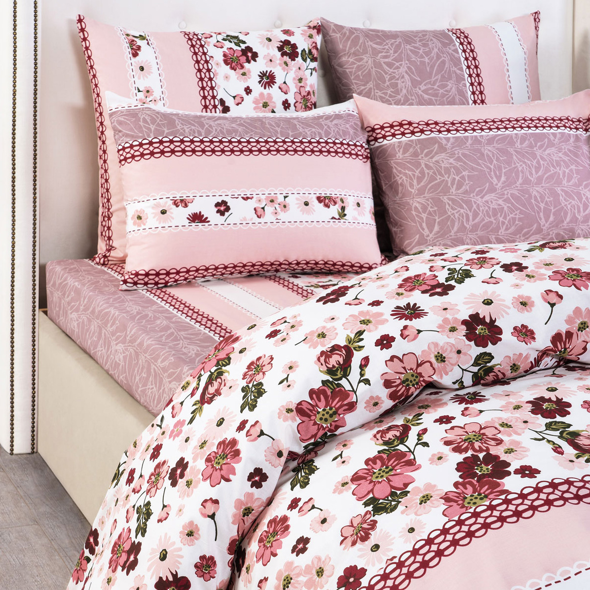 Комплект постельного белья Cassia Рейне двуспальный евро, цвет розовый, размер Евро - фото 3