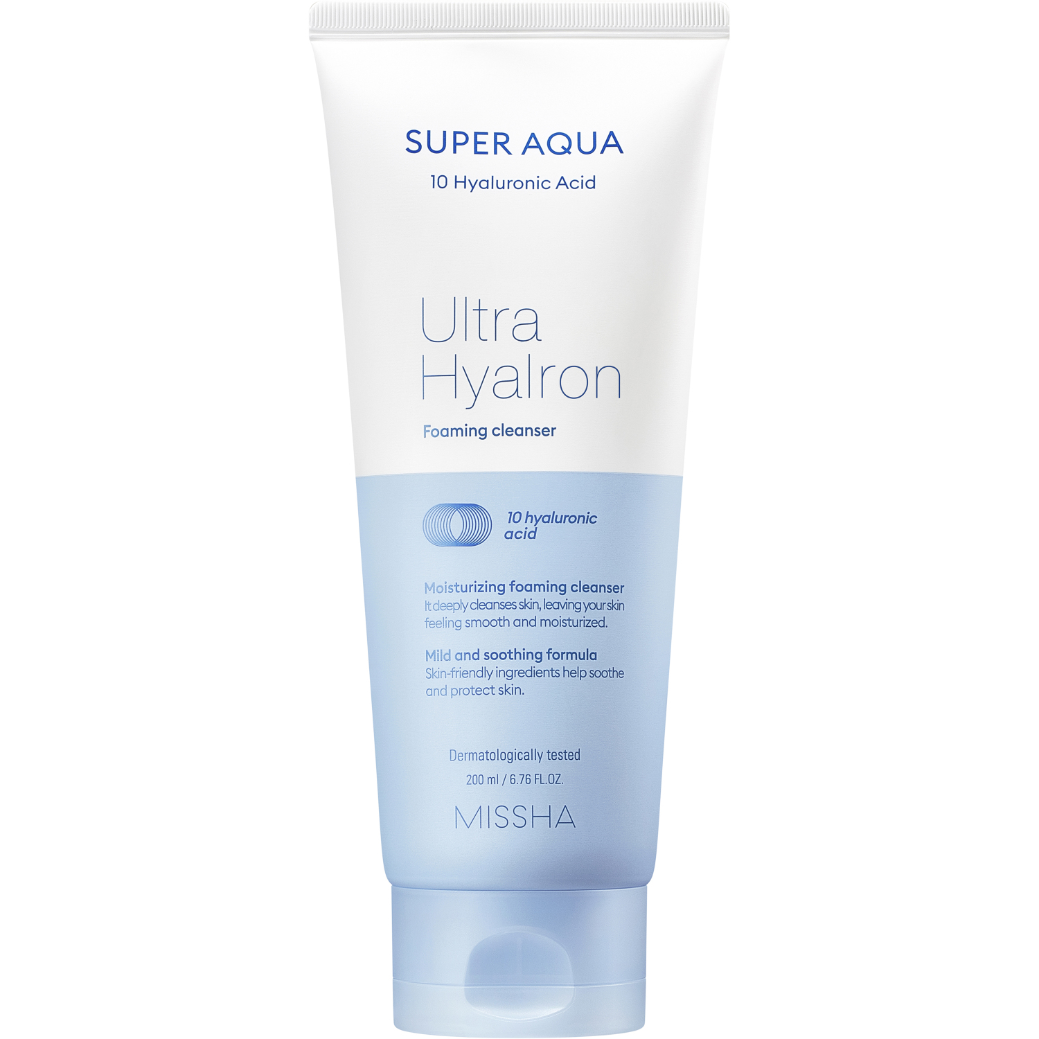 Пенка Missha Super Aqua Ultra Hyalron для умывания и снятия макияжа, 200 мл пенка для умывания bioaqua очищающая с алоэ вера 100 мл