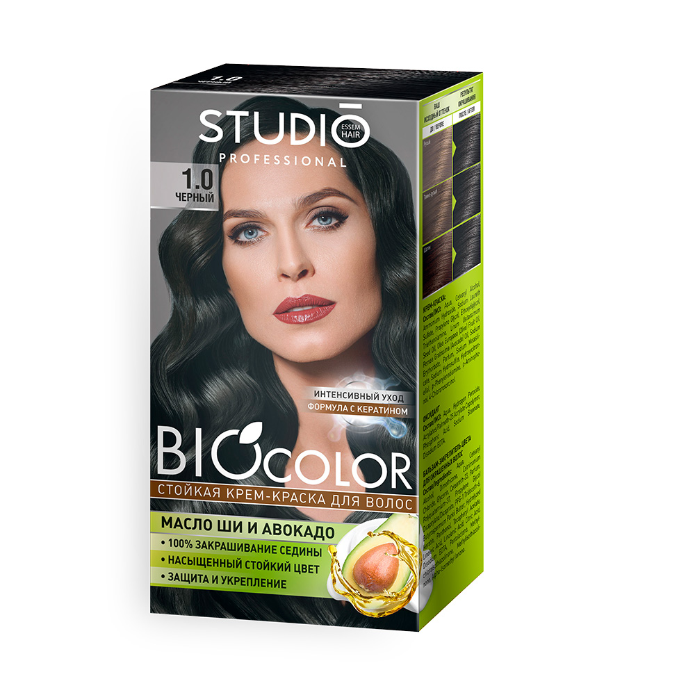 Краска для волос Biocolor 1.0 черный стойкая крем краска для волос тон каштан 115 мл