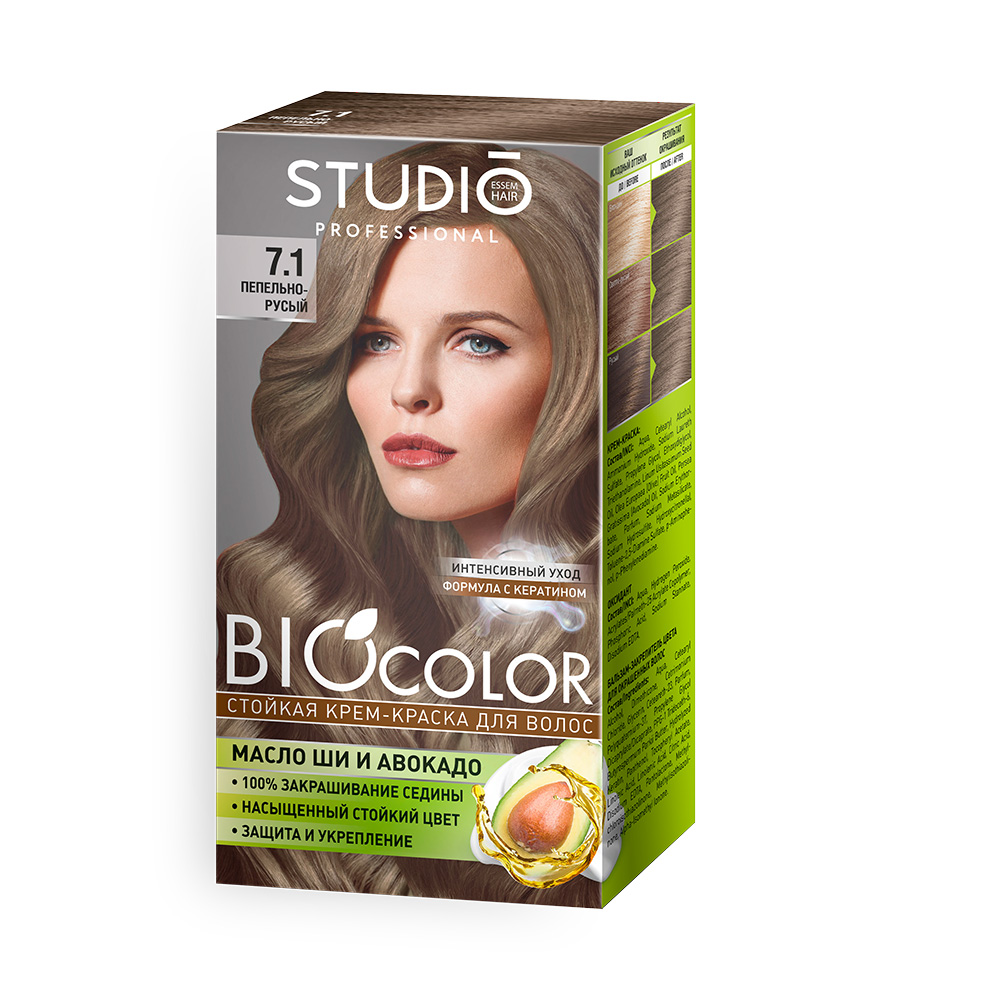 Краска для волос Biocolor 7.1 пепельно-русый стойкая крем краска для волос тон пепельный блондин 115 мл