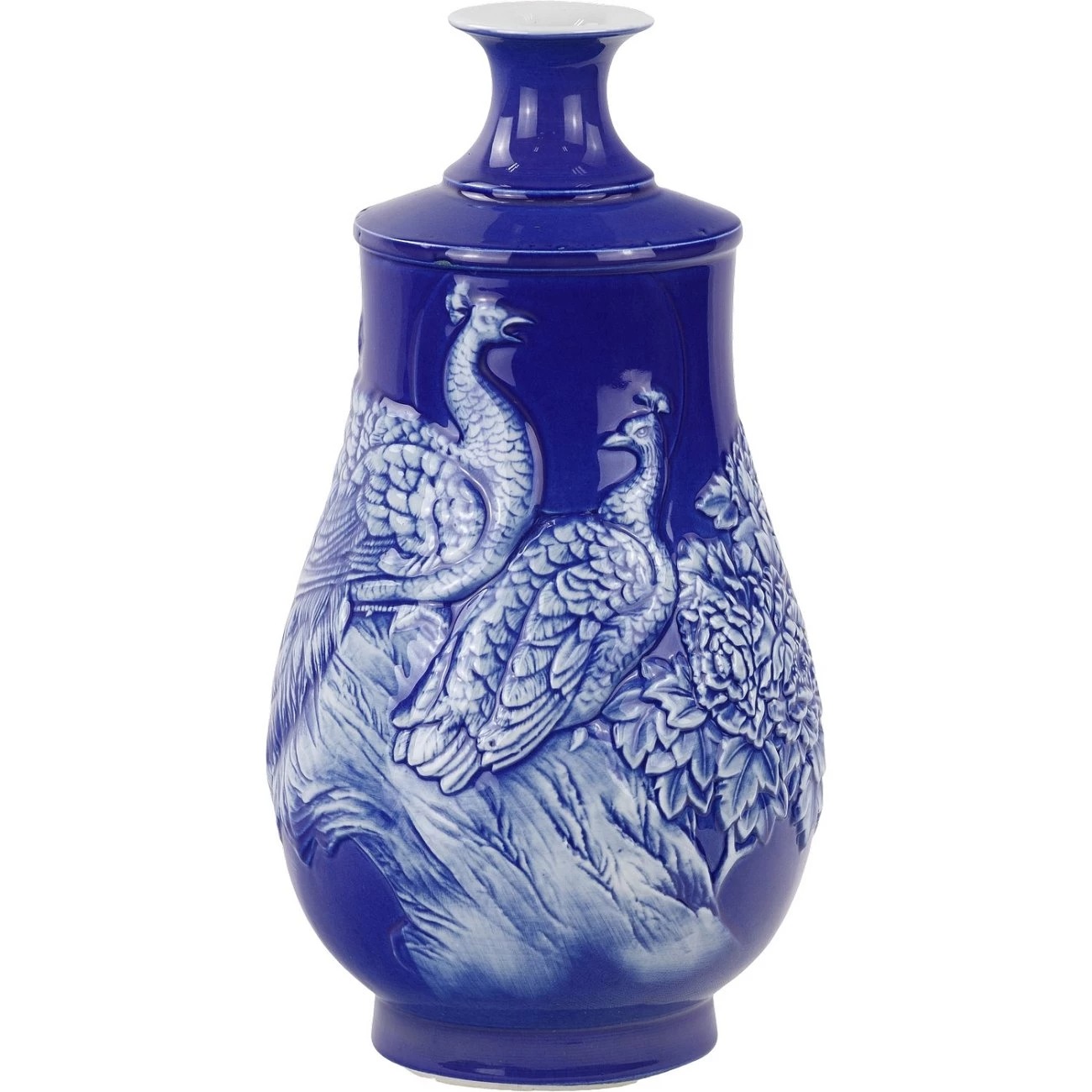 Ваза Glasar фарфоровая синяя 19х19х35 см ваза glasar фарфоровая с птицами и плодами 27х27х45 см