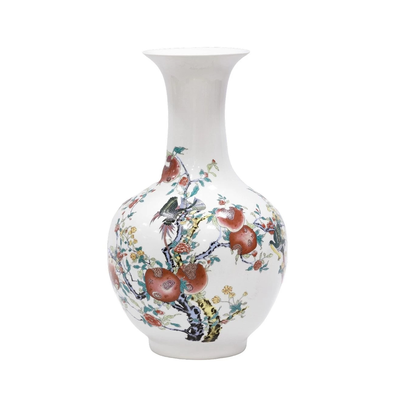 Ваза коллекционная Glasar с гранатами и птицами 26х26х45 см ваза glasar фарфоровая белая с цветами и птицами 25х25х41 см