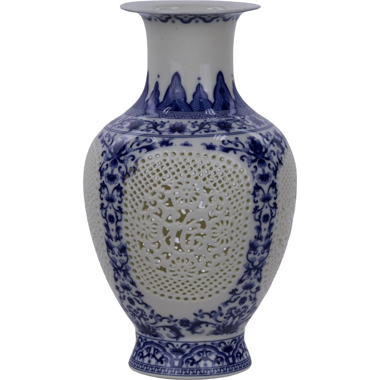 Ваза резная Glasar Цинхуа 14х14х25 см ваза резная glasar синяя 16х16х25 см