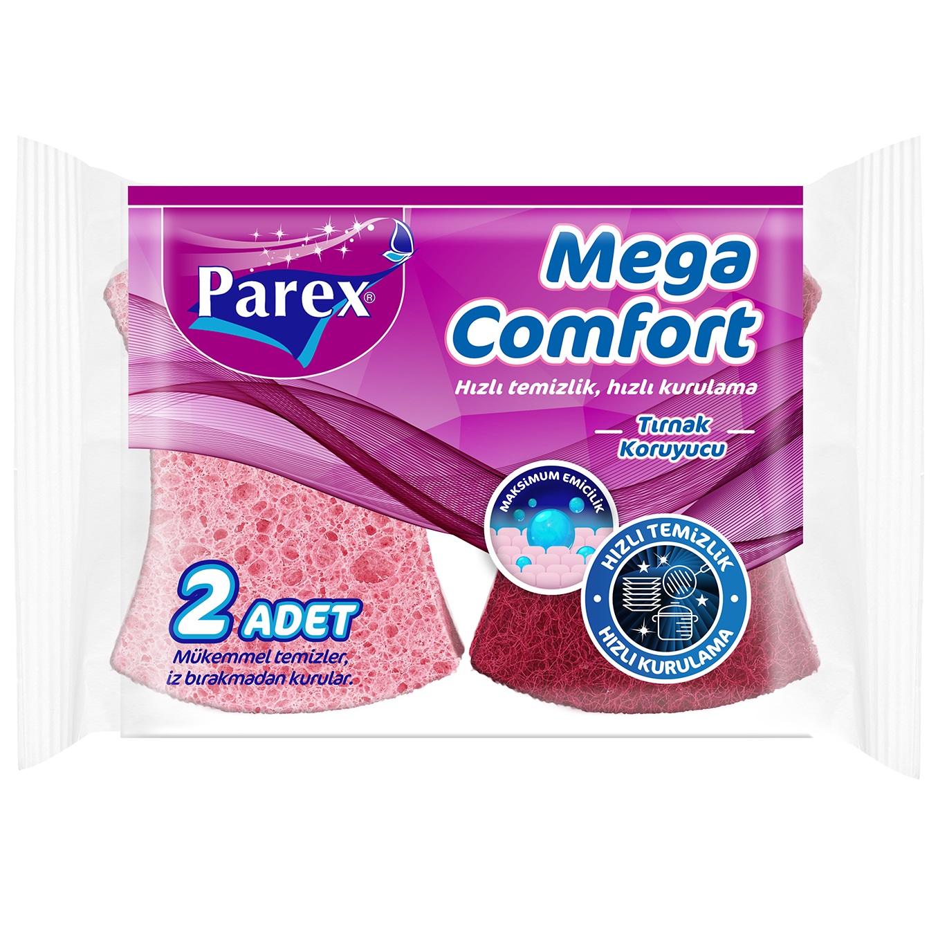 Губка с защитой маникюра Parex MEGA COMFORT 2 шт маска для мастера маникюра педикюра розовый