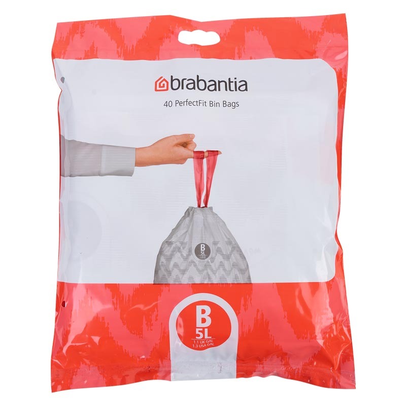 Пакет пластиковый Brabantia B 5Л 40 шт мешки мусорные brabantia 15л 20шт