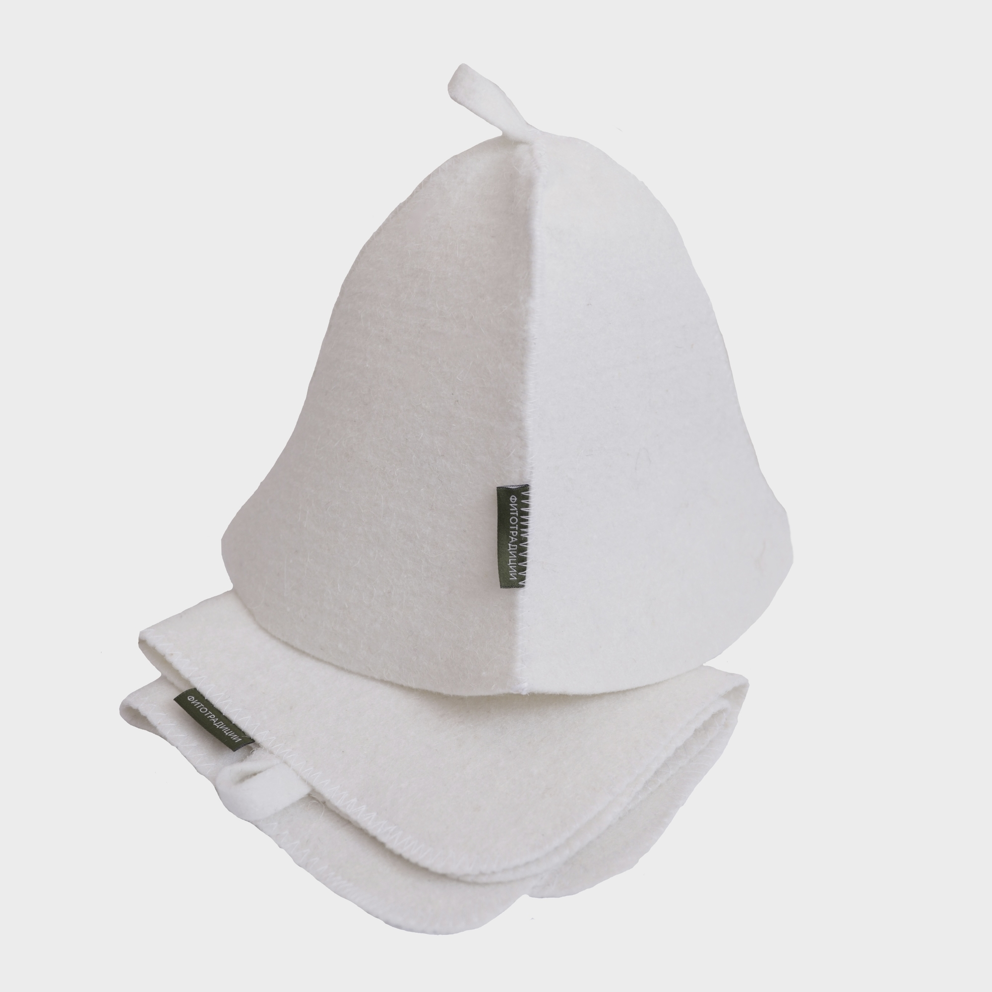 Комплект банный Фитотрадиции шапка и коврик белый - фото 1