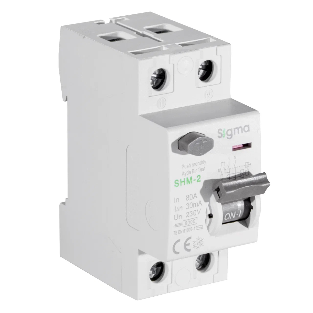 дифференциальный автомат sigma elektrik ac 2p 30ma 6ka 25a Выключатель Sigma elektrik дифференциального тока ВДТ (УЗО) AC 2P 30mA 6kA 80A