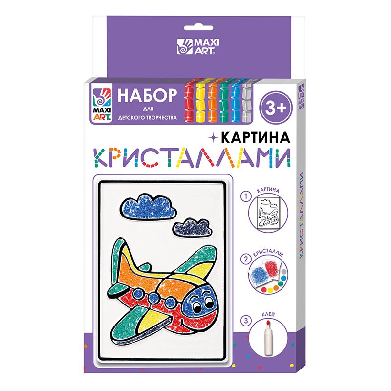 Картина кристаллами Maxi Art Самолетик 12х18 см картина кристаллами maxi art петушок 10х15 см