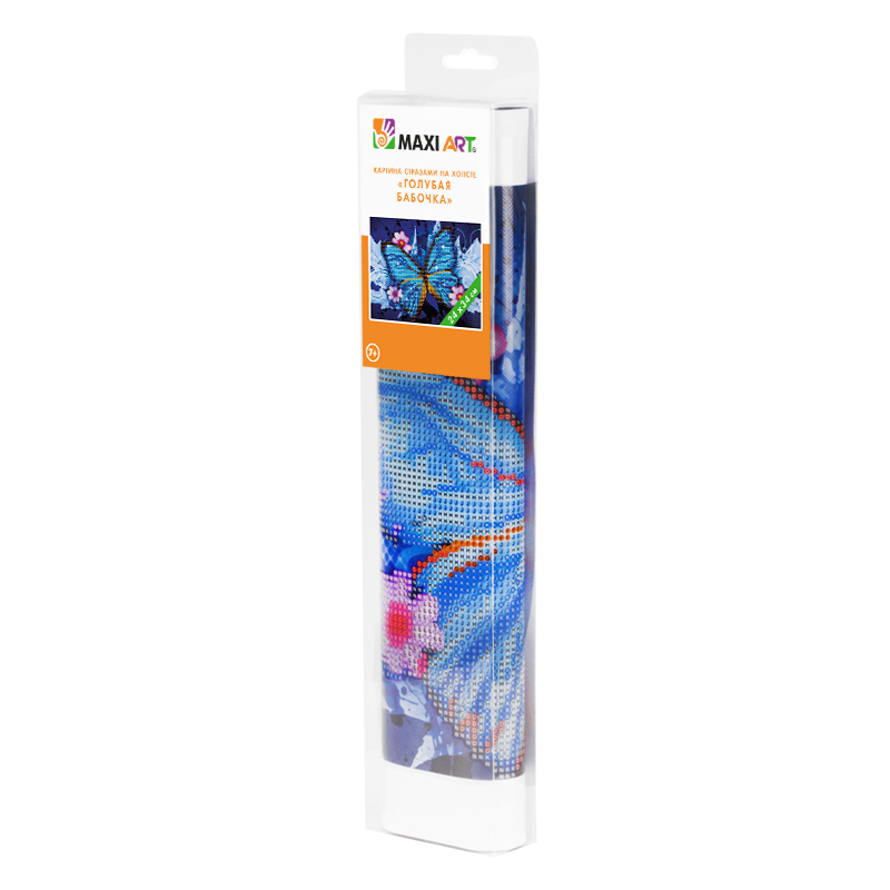 Картина стразами на холсте Maxi Art Голубая бабочка 24х34 см стразы для декора 1 5 2 2 5 3 мм серебристая голография