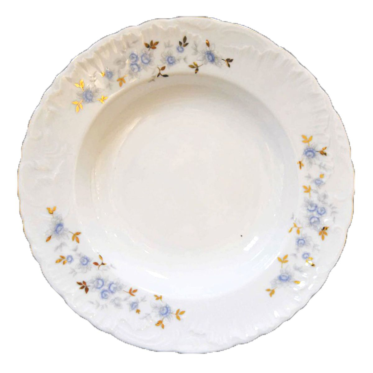 Тарелка глубокая Cmielow Rocoсo Голубые цветы золото 22,5 см тарелка плоская cmielow cosmopolitan 19 см золото
