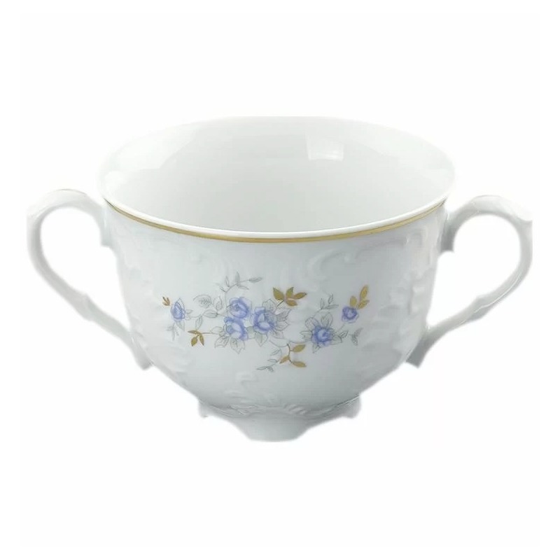 фото Чашка для бульона cmielow rocoсo голубые цветы золото 330 мл