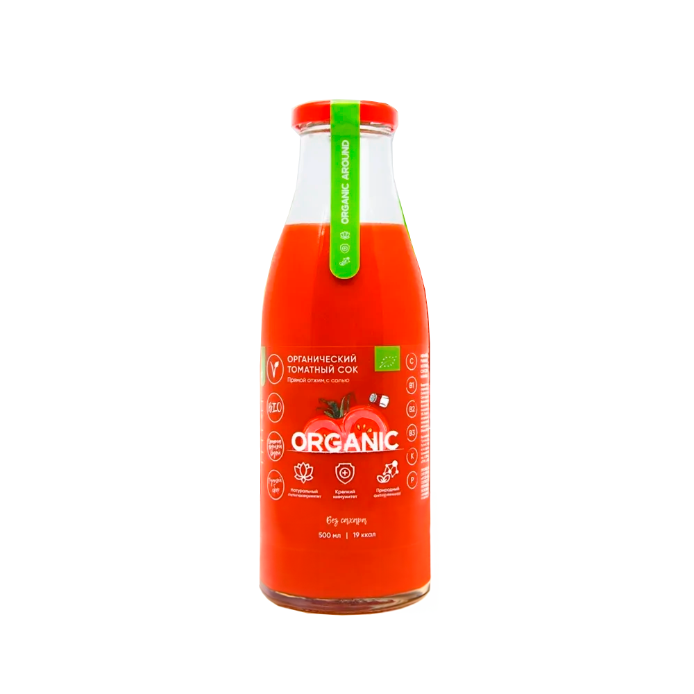Сок томатный Organic Around с солью, 0,5 л кетчуп томатный burcu острый 250 г