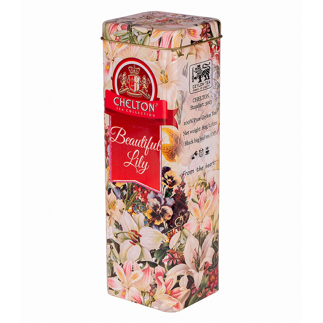 квадратная жестяная банка для спагетти mallony Чай черный Chelton Beautiful Lily (Прекрасные лилии) жестяная банка 80 г