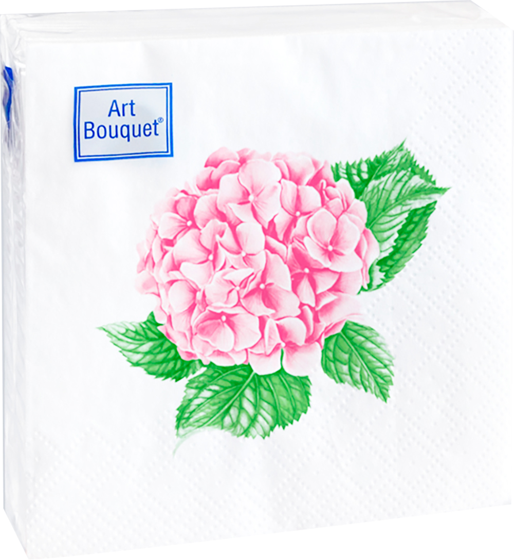Салфетки Art bouquet бумажные розовая гортензия 20х20 2сл 30л бумажные однослойные салфетки luscan