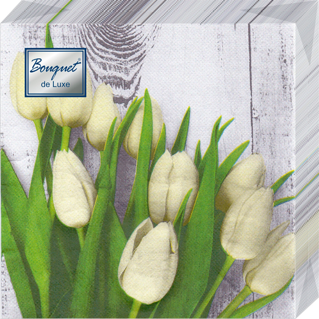 Салфетки Bouquet de luxe бумажные белые тюльпаны 24х24 3сл 25л