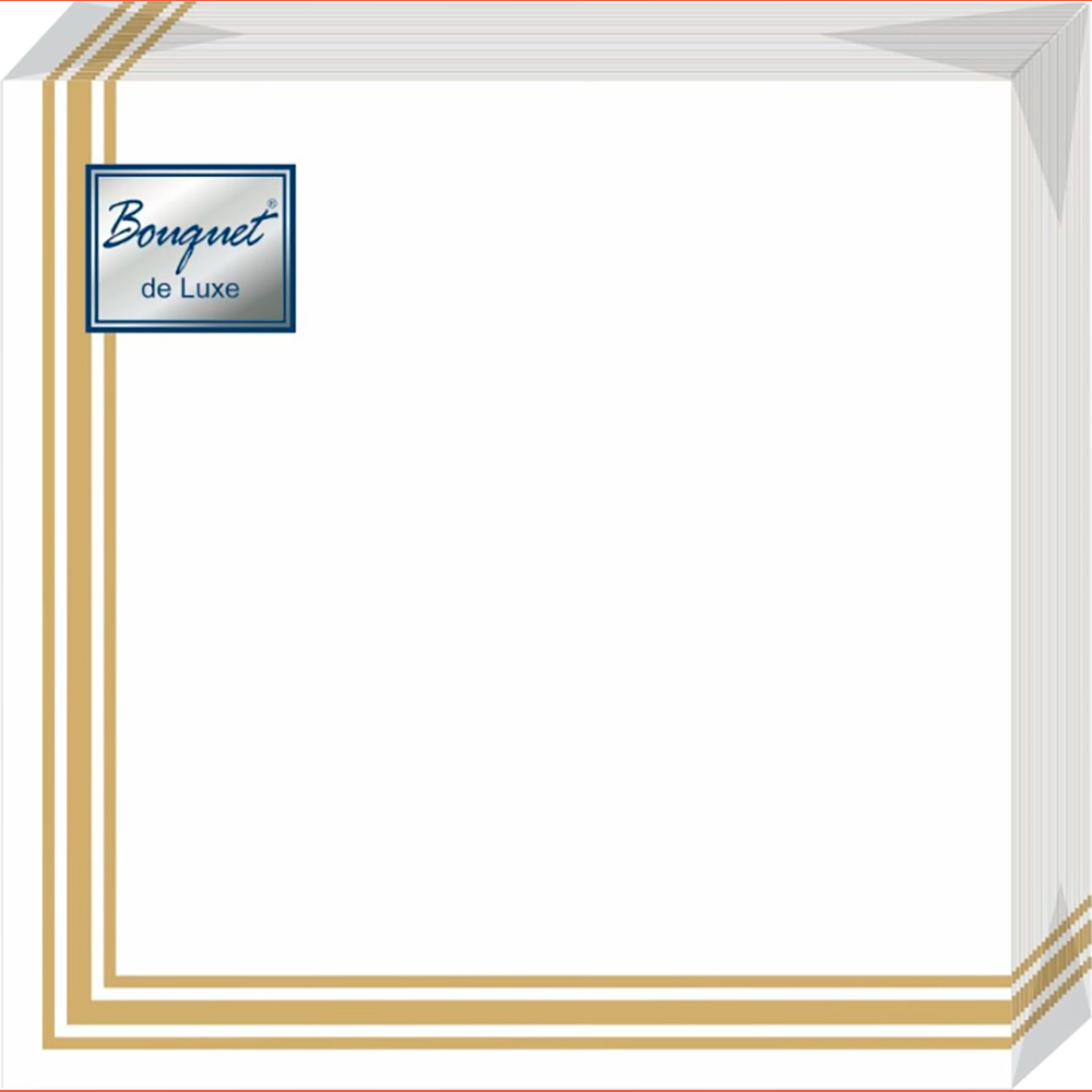 Салфетки Bouquet de luxe бумажные рамка золотая 24х24 3сл 25л