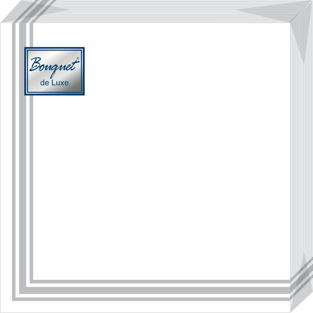 Салфетки Bouquet de luxe бумажные рамка серебряная 24х24 3сл 25л - фото 1