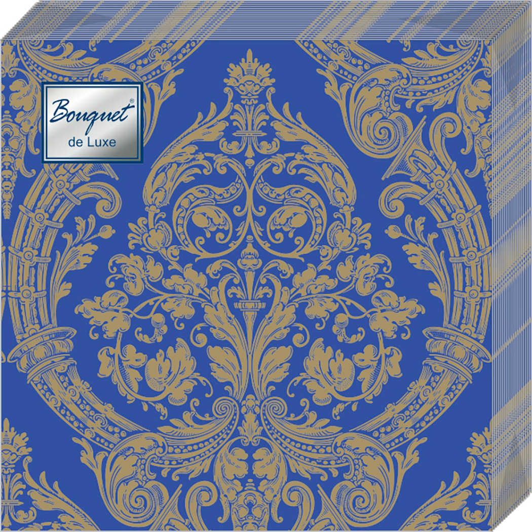 Салфетки Bouquet de luxe бумажные золото на синем 24х24 3сл 25л - фото 1