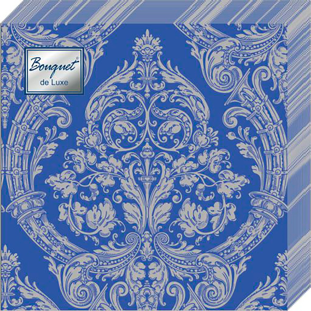 Салфетки Bouquet de luxe бумажные серебро на синем 24х24 3сл 25л салфетки bouquet de luxe бумажные белые тюльпаны 24х24 3сл 25л