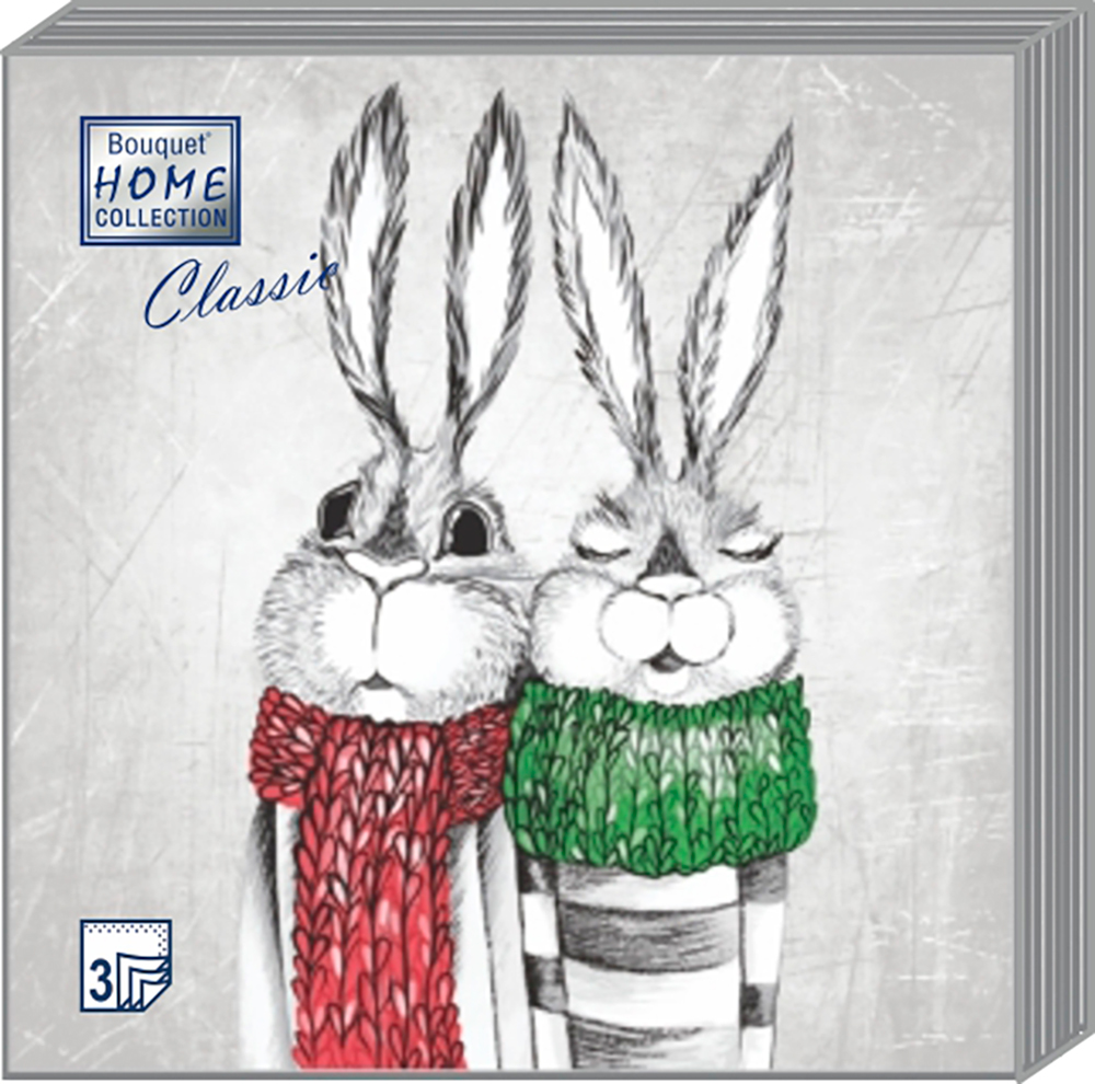 Салфетки Home collect classic бумажные кролики 3сл 20л