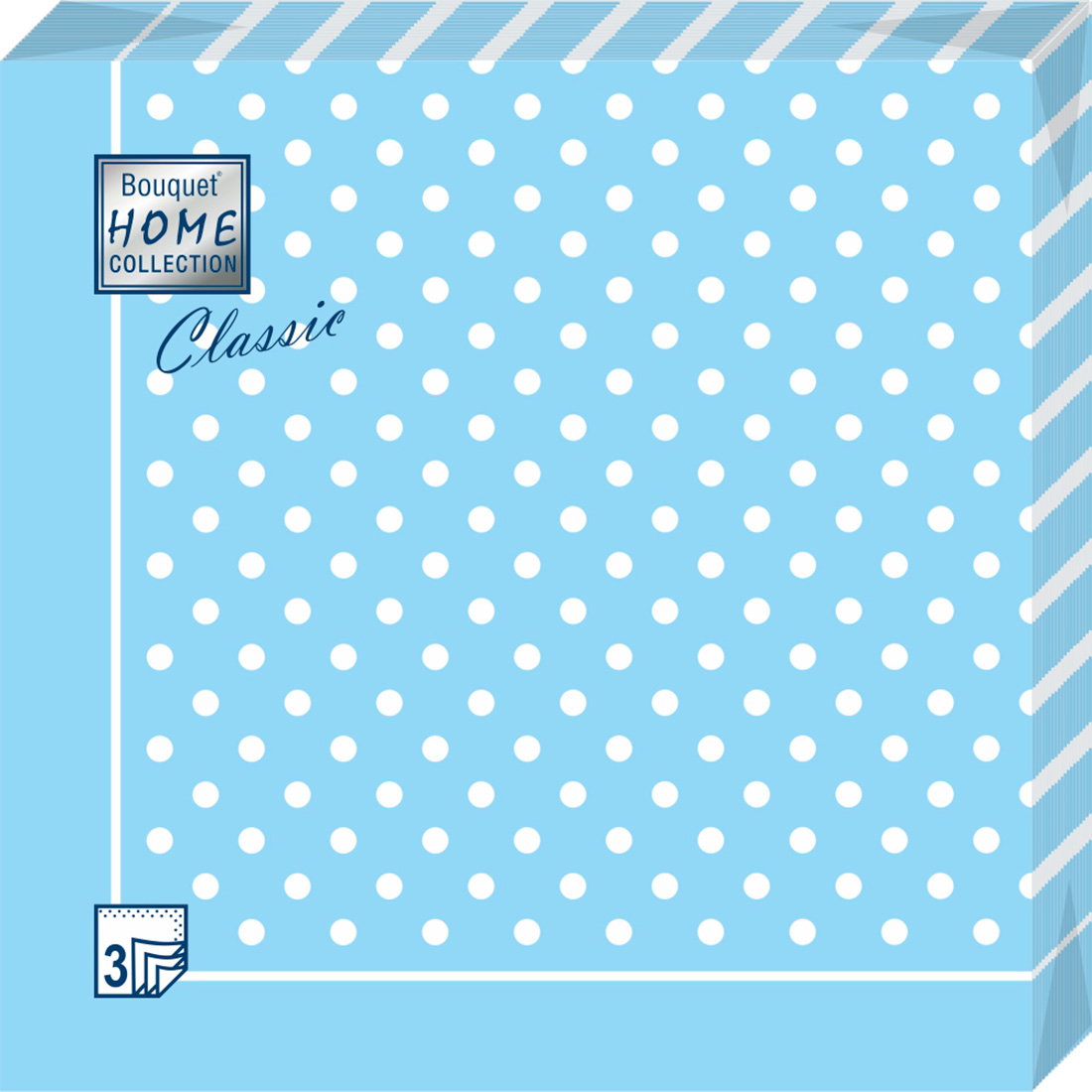 Салфетки Home collect classic бумажные голубая скатерть в горошек 3сл 20л