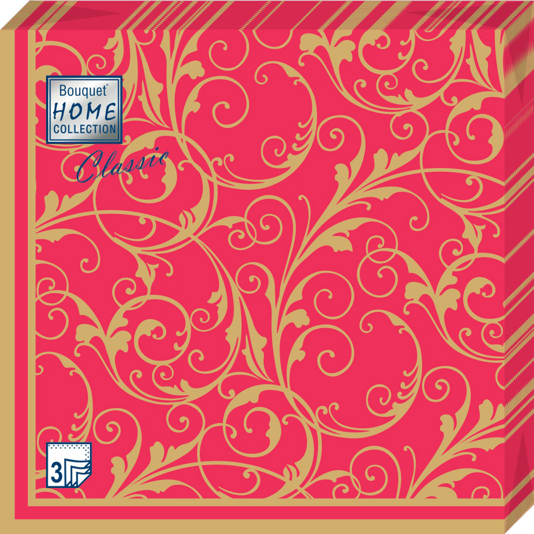Салфетки Home collect classic бумажные очарование на красном 3сл 20л