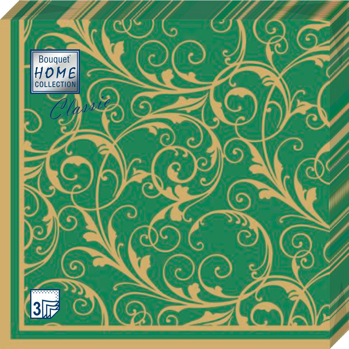 Салфетки Home collect classic бумажные очарование на зелёном 3сл 20л