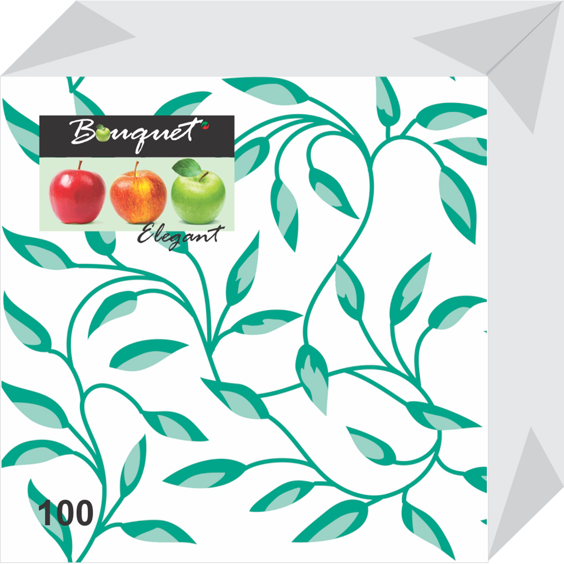Салфетки Bouquet elegant бумажные узоры зеленые 1сл 100л