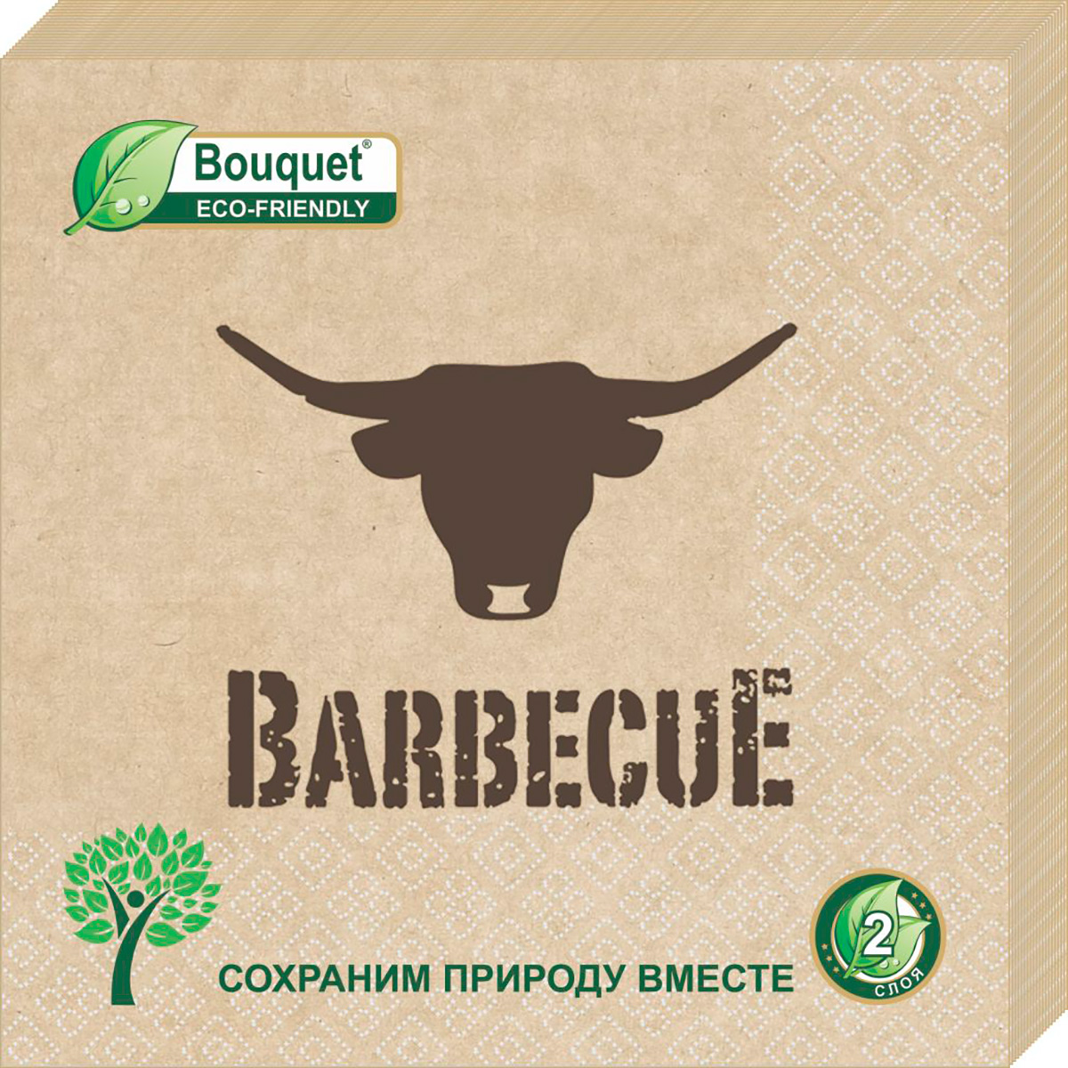 Салфетки Bouquet eco-friendly бумажные крафтовые barbecue 33х33 2сл 25л