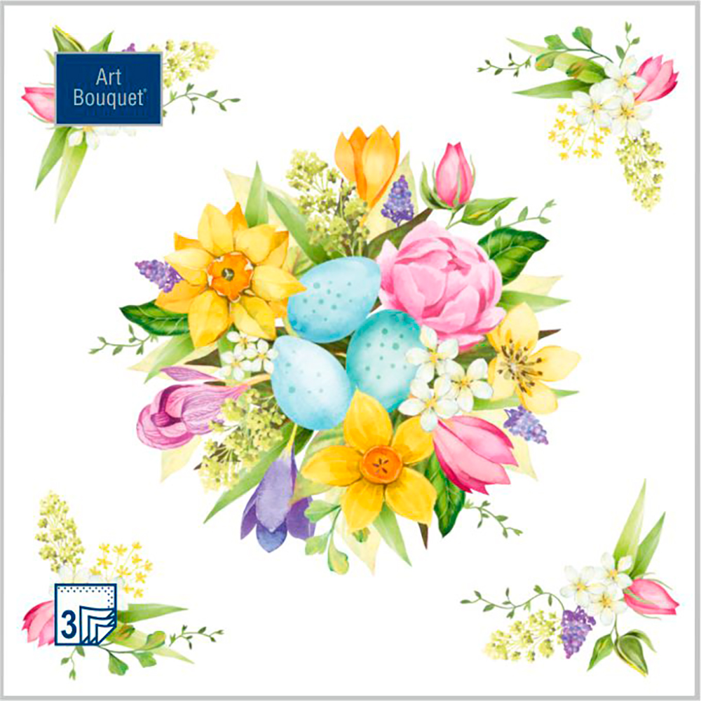 Салфетки Art bouquet бумажные букет на праздник 33х33 3сл 20л