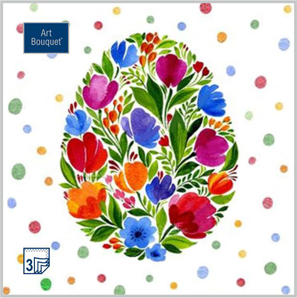 Салфетки Art bouquet бумажные пасхальное яйцо 33х33 3сл 20л, цвет мультиколор